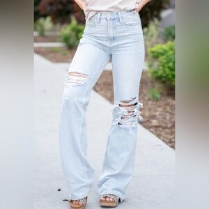 Vervet high waist distressed flare jeans